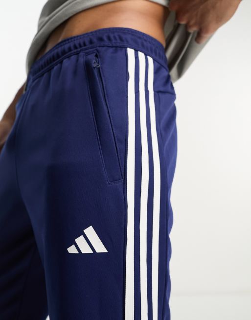 adidas Training Train Essentials 3 stripe trackies in navy