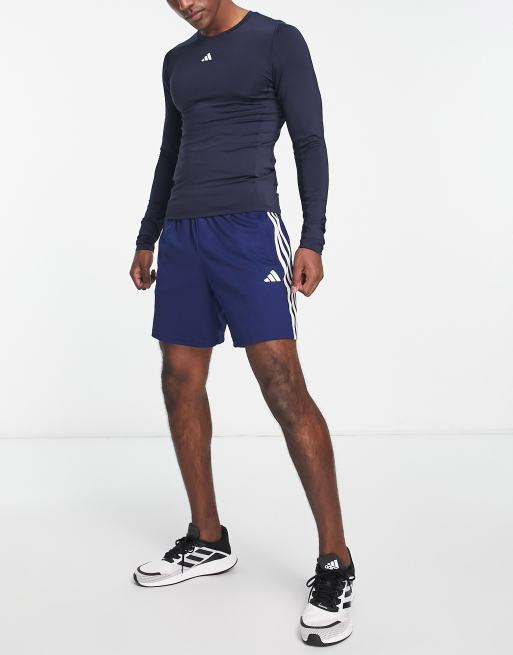 adidas Training - Train Essentials - Pantaloncini blu navy con 3 strisce, 2 di 4