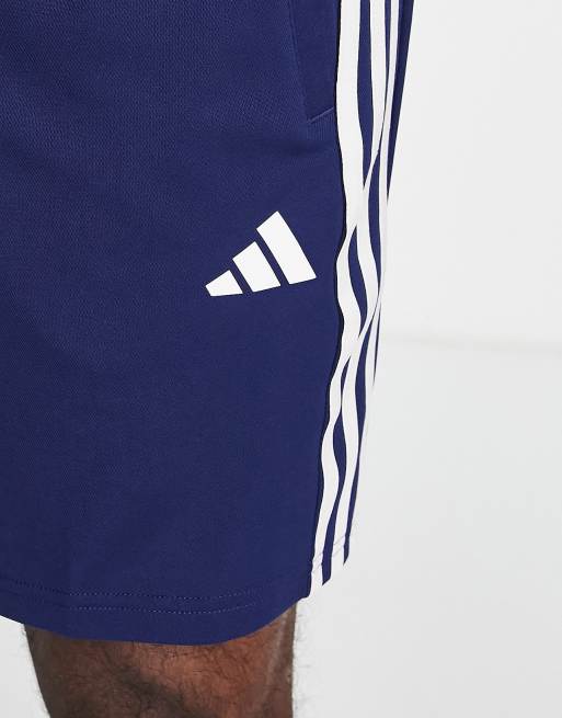 adidas Training - Train Essentials - Pantaloncini blu navy con 3 strisce, 4 di 4
