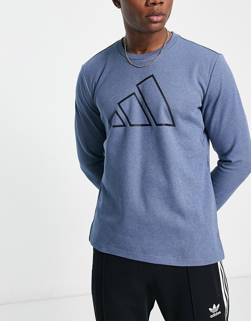 Adidas Training Train Icons 3 bar logo sweat in blue