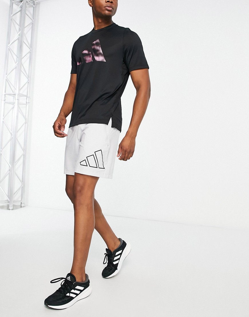 Adidas Training Train Icons 3 bar shorts in gray