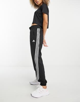 adidas Training Train Icons 3 stripe joggers in black