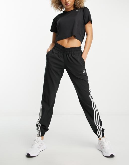 adidas Training Train Icons 3 stripe joggers in black