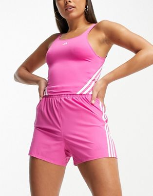 adidas Training Train Icons 3 stripe shorts in pink - ASOS Price Checker