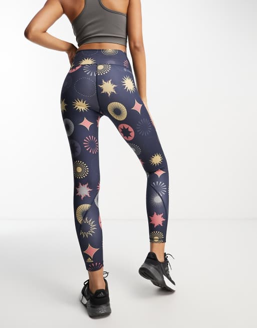 adidas Training Train Icons astro print leggings in navy