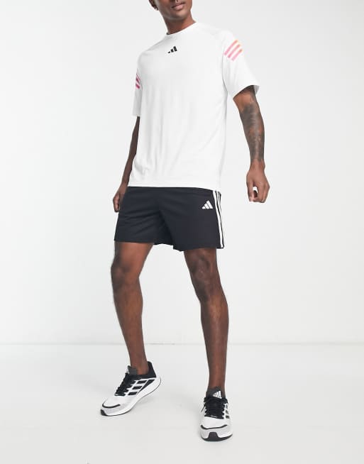 adidas Training – Train Icons – Biały T-shirt z 3 cieniowanymi paskami, 3 z 4