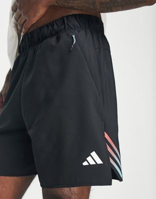 adidas Training Train Icons gradient 3 stripe 7 inch shorts in black - ASOS Price Checker