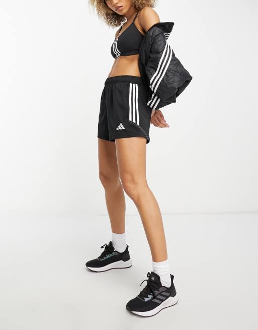 adidas Training Train icons low support 3 stripe sports bra in black