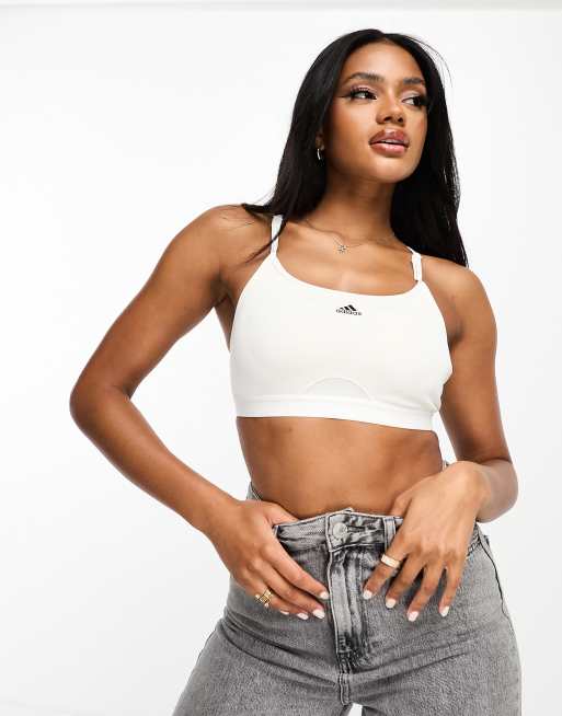 adidas Training - Brassière de sport maintien moyen à lanières avec logo -  Noir