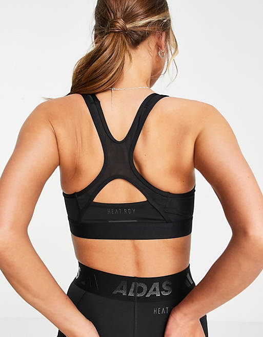 Women adidas Training Traing Heat Ready medium support sports bra in black 