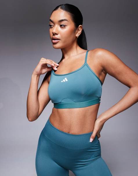 adidas Training light support sports bra in teal