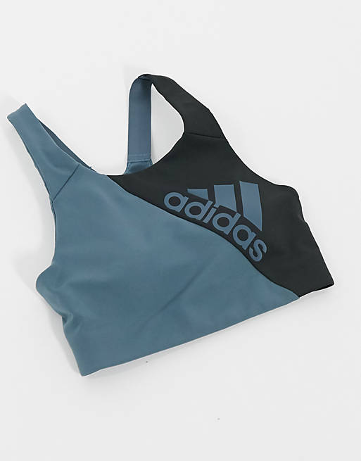 adidas Training ultra alpha high support sports bra in blue