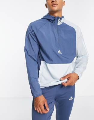 adidas Training Vintage Sports panelled half zip jacket in navy - ASOS Price Checker