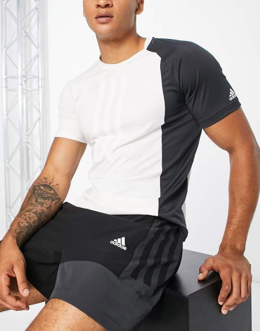 adidas Training Vintage Sports panelled t-shirt in white and ...