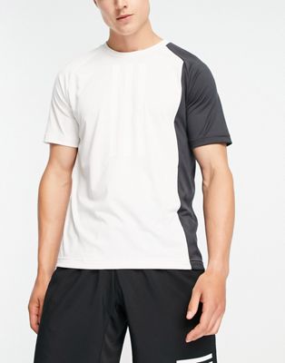 adidas Training Vintage Sports panelled t-shirt in white and black
