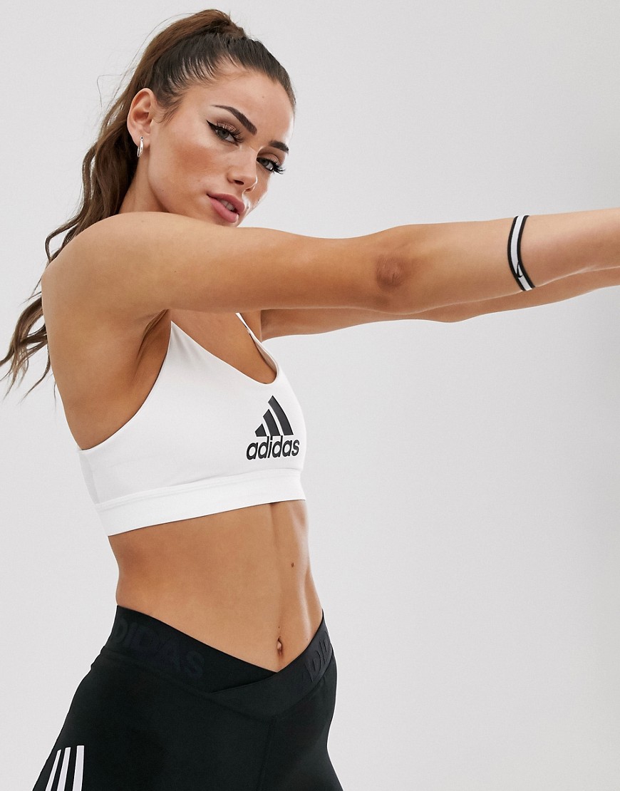 Adidas – Training – Vit behå med logga på banden