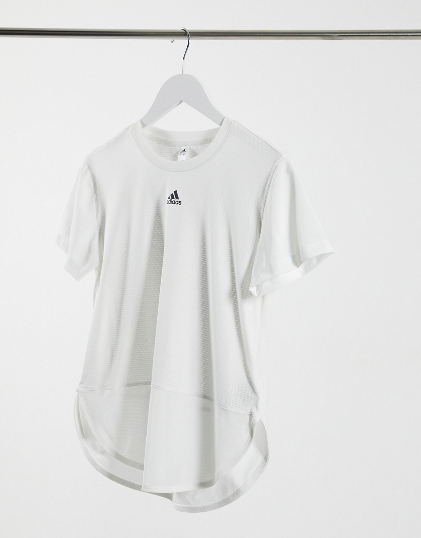 Adidas Training – Vit t-shirt med slits