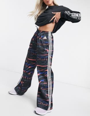 Anglan Navy Arch Logo Wide Leg Track Pants