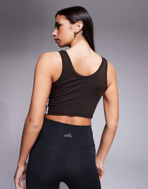adidas Training - Workout Essentials - Débardeur à 3 bandes - Marron café, 4 de 4