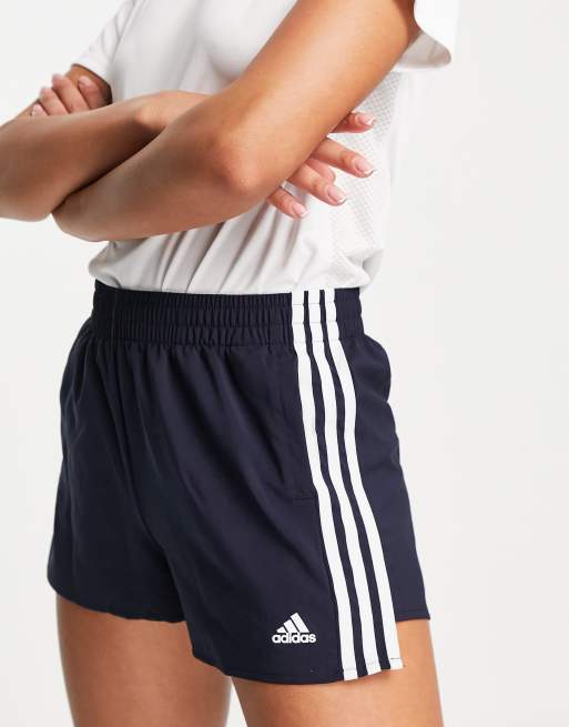 adidas Training woven 3 stripe shorts in navy ASOS