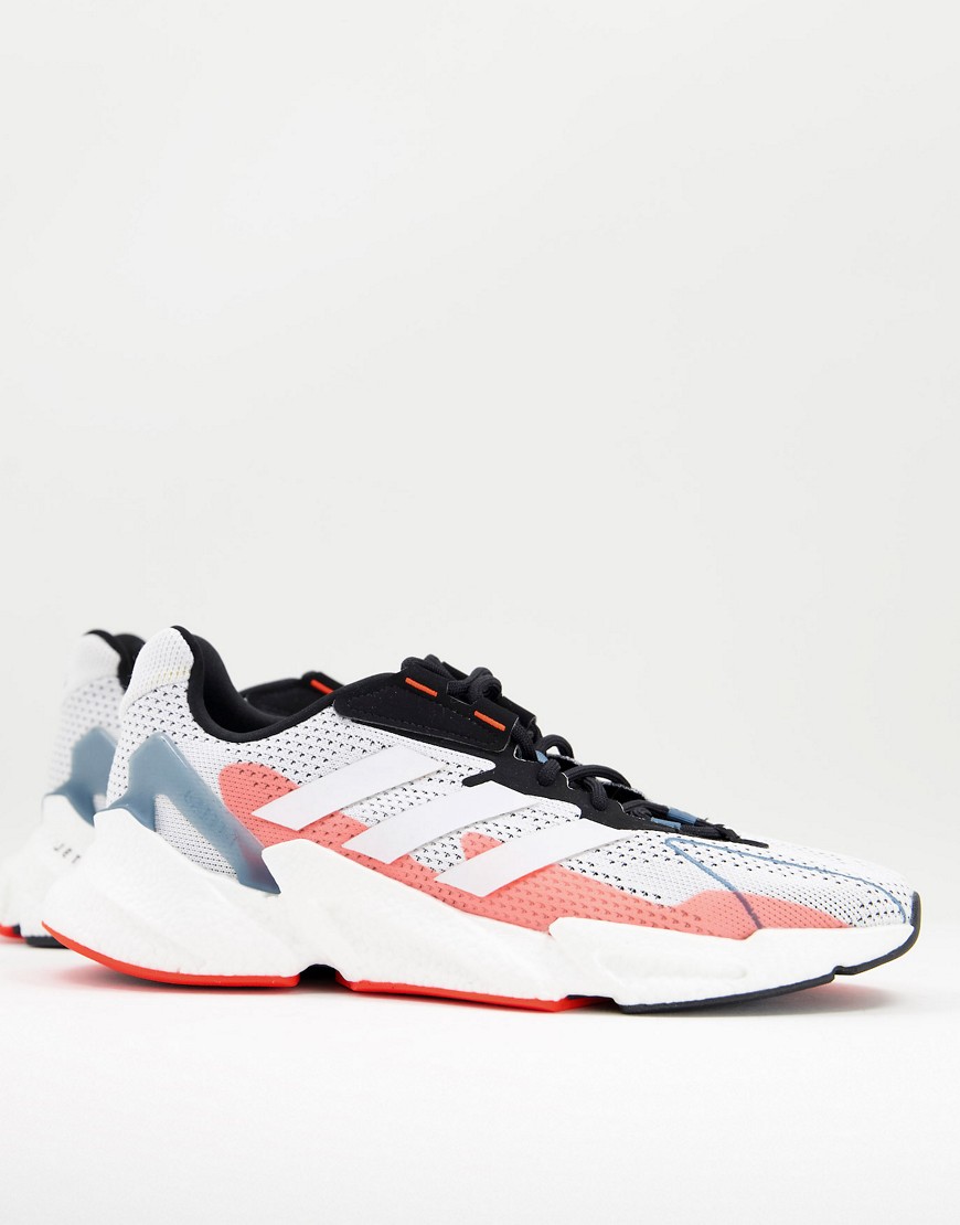 Adidas Training X9000L4 trainers with red detail in white