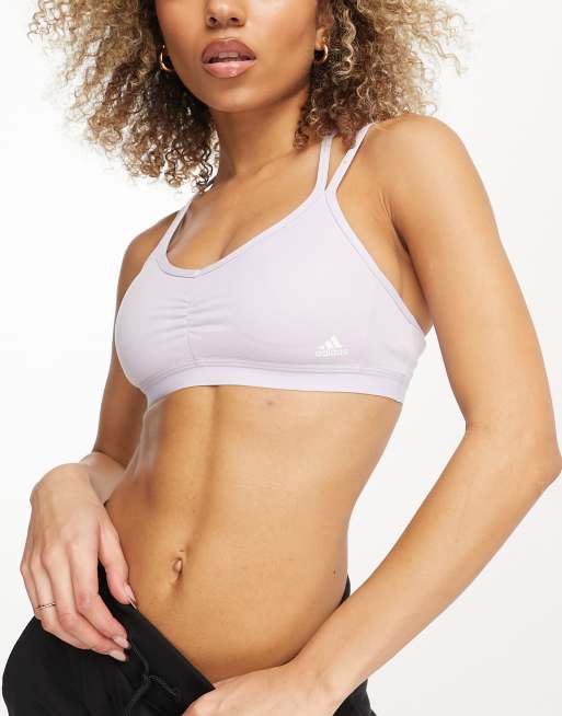 adidas Training Yoga Essentials low support sports bra in grey | ASOS