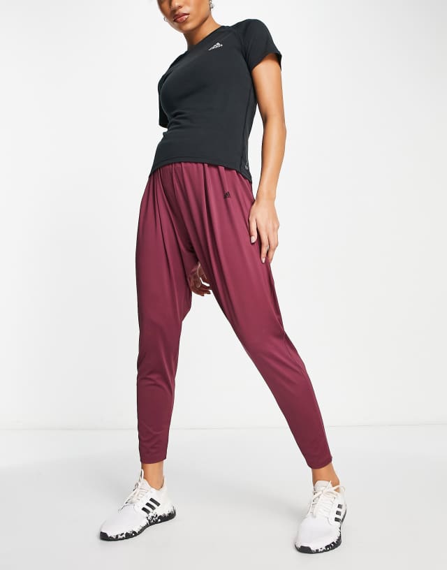 adidas Training yoga high waist sweatpants in burgudy