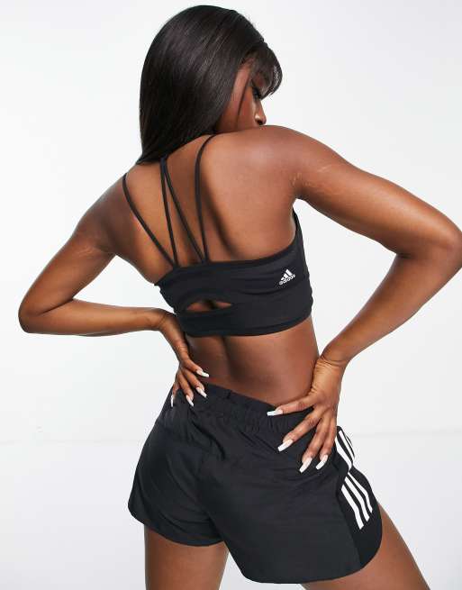 adidas Running shorts and bra with print in black