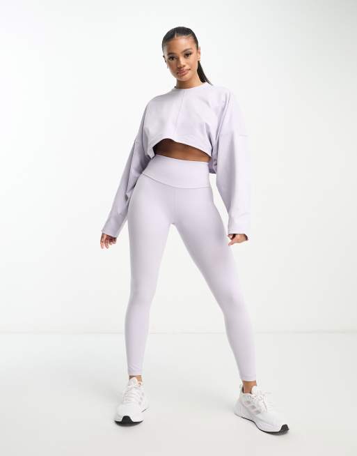 adidas Training Yoga studio cropped long sleeve top in lilac