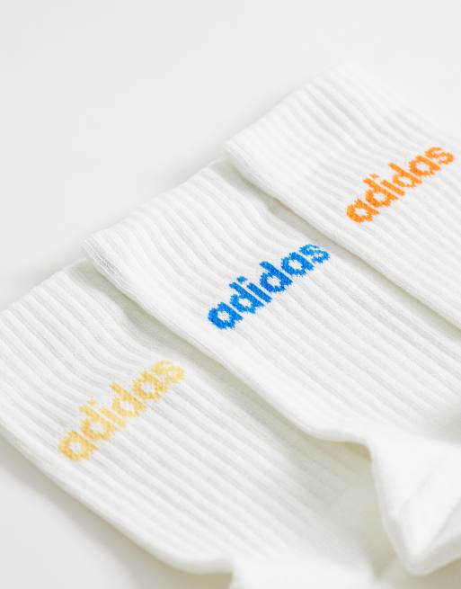 adidas Training – Zestaw 3 par białych skarpetek z jaskrawym logo, 2 z 3