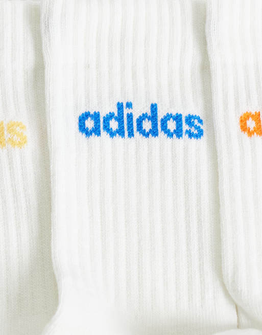 adidas Training – Zestaw 3 par białych skarpetek z jaskrawym logo, 3 z 3