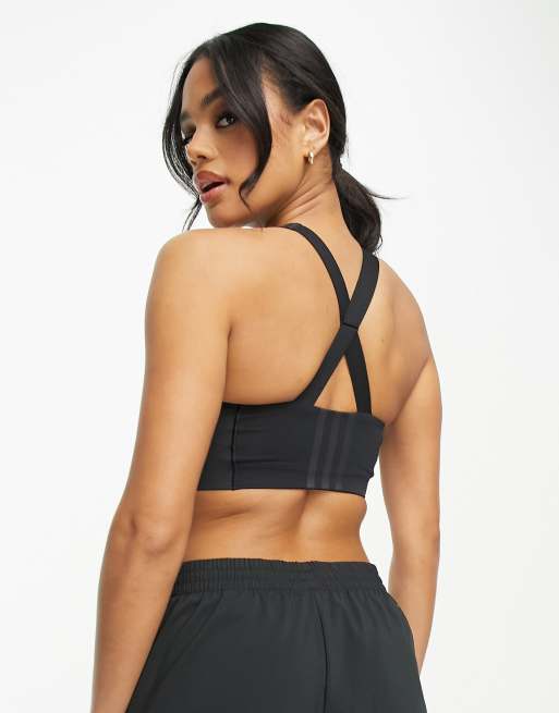 adidas Training zip front high-support sports bra in black