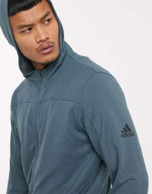 asos adidas Training zip through hoodie in blue