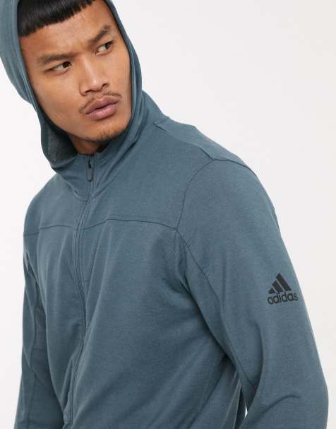 adidas Training zip through hoodie in blue - view 1