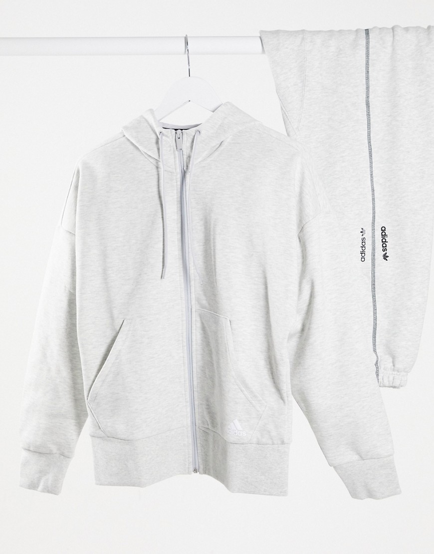 Adidas Training zip through hoodie in grey