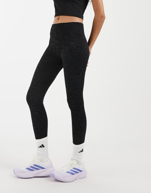 adidas Trainings-Leggings in voller Länge mit grauem Schlangenprint, 2 von 5