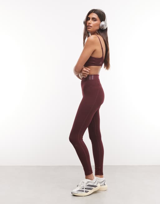 adidas Trainings-Leggings mit Rippstruktur in Burgunderrot, 2 von 5