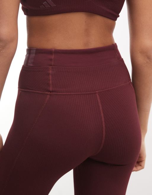 adidas Trainings-Leggings mit Rippstruktur in Burgunderrot, 4 von 5
