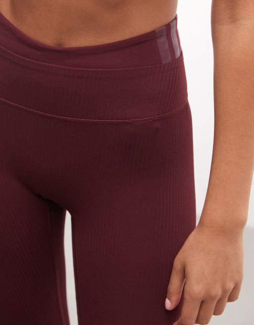 adidas Trainings-Leggings mit Rippstruktur in Burgunderrot, 5 von 5