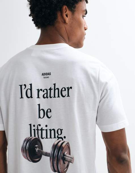 adidas Trainings-T-Shirt mit Rückenprint zum Heben in Weiß - view 1