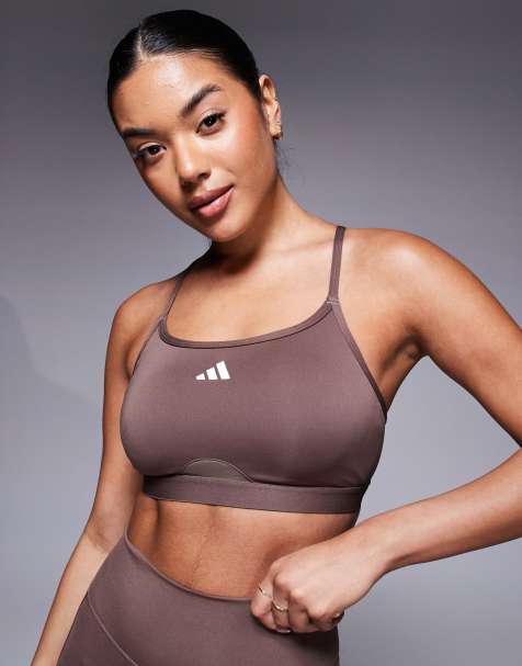 adidas – Träning – Brun sportbehå med lätt stöd - view 1