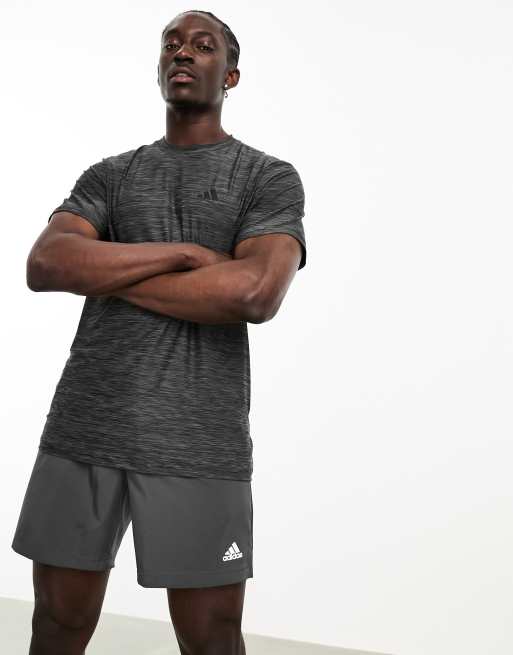 adidas – Träning – Essential – Svartmelerad t-shirt med logga