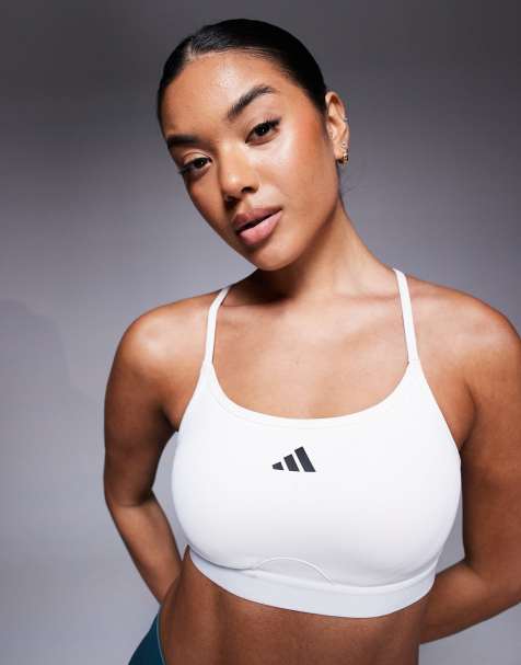 adidas – Träning – Essentials – Vit sportbehå med lätt stöd - view 1