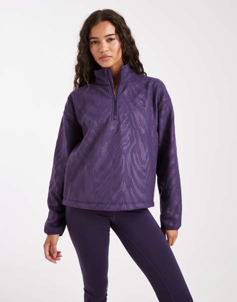adidas – Träning – Lila, mönstrad pullover i polarfleece - view 1