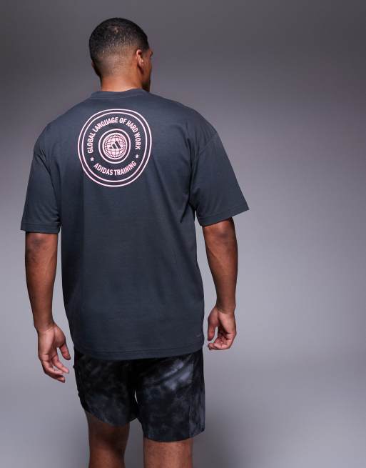 adidas – Träning – Power – Blå t-shirt med jordglobstryck baktill, 2 av 4