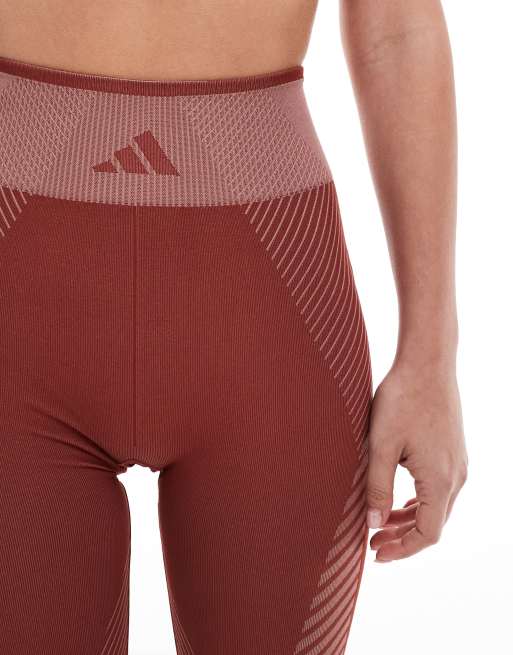adidas – Träning – Röda 7/8-långa leggings i sömlös design, 3 av 5
