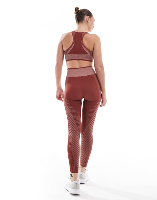 adidas – Träning – Röda 7/8-långa leggings i sömlös design, 5 av 5
