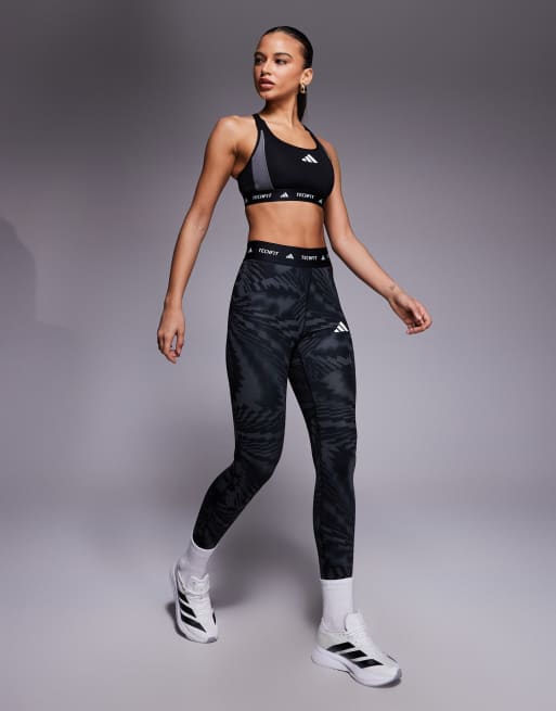 adidas – Träning – Tech Fit – Svart, blockfärgad sportbehå med medelstöd, 2 av 4