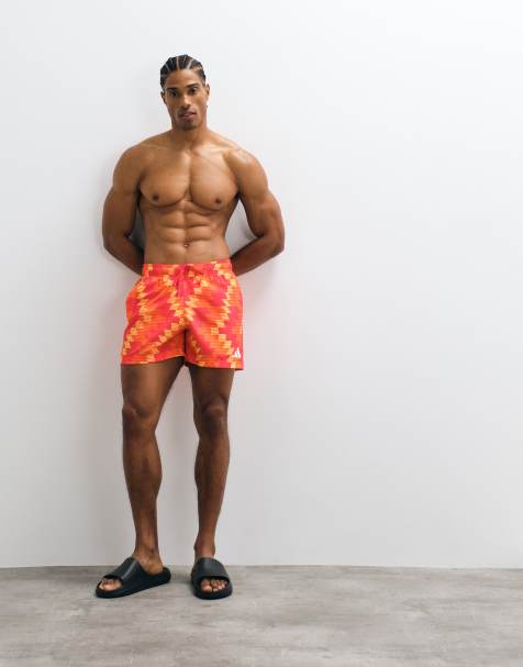 adidas träningsbadshorts i rött mönster - view 1
