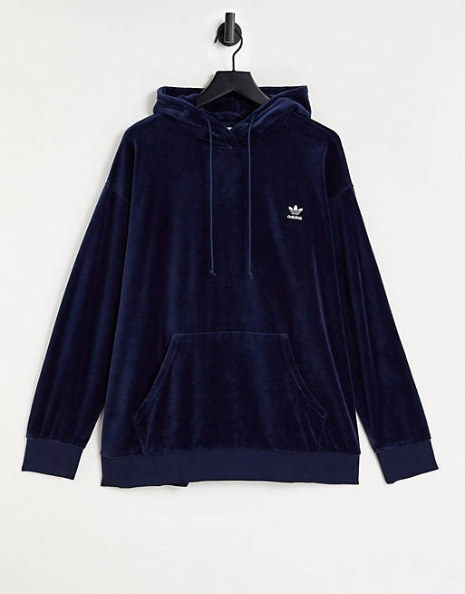 adidas trefoil hoodie in navy